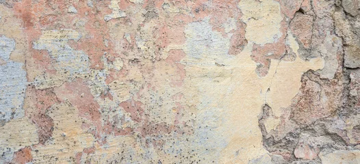 Papier Peint photo Vieux mur texturé sale Vieux Mur Avec Texture De Stuc Gris Peel. Fond De Mur Usé Vintage Rétro. Surface de bannière abstraite rugueuse fissurée pourrie.