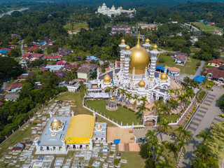 Aerial view of beautiful mosque in Kuala Kangsar, Malaysia