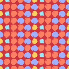 Vector seamless pattern with circles brush strokes. Colorful doodle. Grunge background. Abstract hand drawn print design.