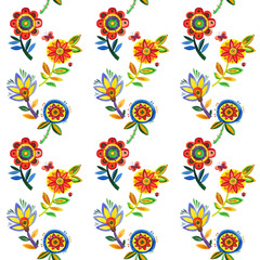 Fototapeta na wymiar collection of stylized flowers, watercolor pattern