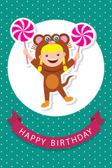 birthday poster with kids in mouse costume