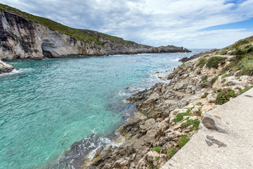 Panorama of Limnionas beach bay at Zakynthos island, Greece