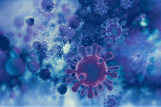 Virus cell on scientific background © Crystal light