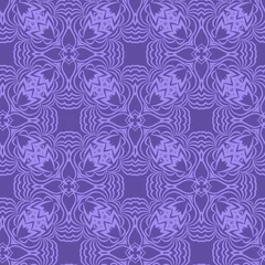 Foto op Canvas Seamless geometric pattern with floral abstract decoration. Vector illustration © Bonya Sharp Claw