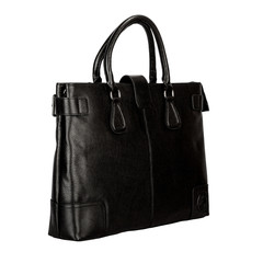 Naklejka premium Black bag of matte leather with glitter, isolated on white background