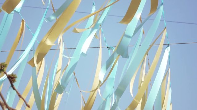 Decorative ribbons on a wire
