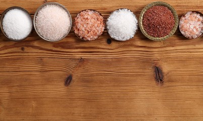 Different varieties of table salt.