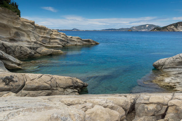 Fototapeta na wymiar Amazing view of marathia beach at Zakynthos island, Greece