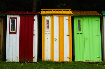 Beach sheds, colored