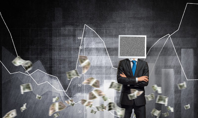 Businessman with monitor instead of head.