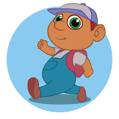 cartoon boy with a backpack