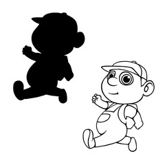 cartoon boy with a backpack outline