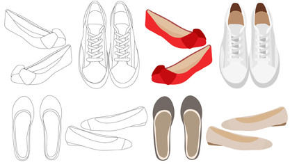vector, sketch shoes, women shoes