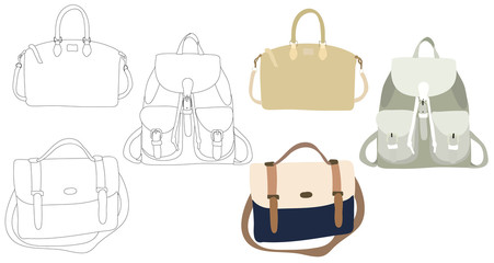 sketch of a female bag and backpack