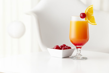 Cold tequila sunrise cocktail