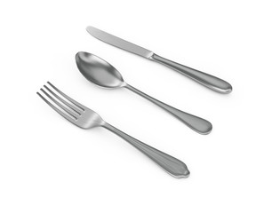 3d rendering of fork on white background