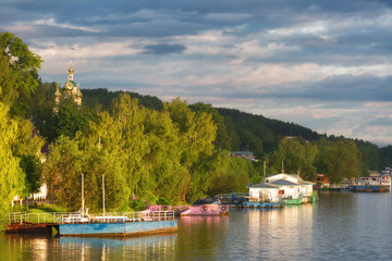 Fototapeta na wymiar View of sity Ples , popular tourist landmark famous by its landscapes. Russia