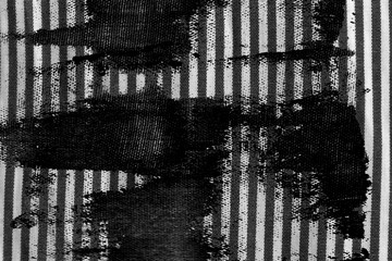 Grunge dirty Black and white closeup of stripped fabric texture