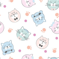 Seamless pattern with funny cats