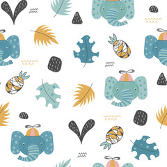 Obraz premium Seamless pattern with elephants for children