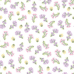 Seamless pattern with flowers and leaves