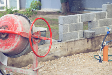 home construction, concrete mixer
