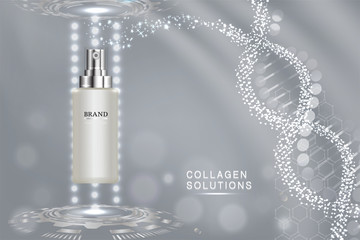 Beauty product, white cosmetic container with advertising background ready to use, luxury skin care ad, vector illustration.