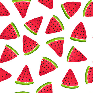 Bright watermelon slices seamless pattern