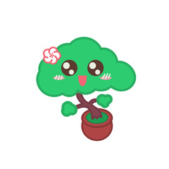 cute bonsai tree illustration