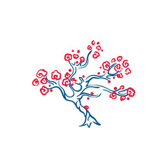 Blooming bonsai illustration