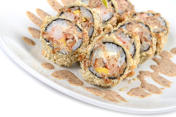 Tasty food. Sushi Roll on a white background