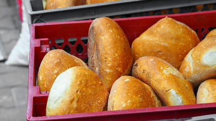 round fresh bread of turkish black sea region