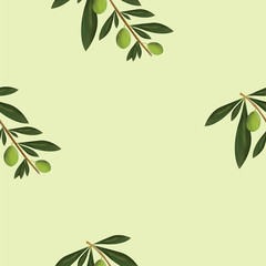 seamless pattern with olive trees vector on green background