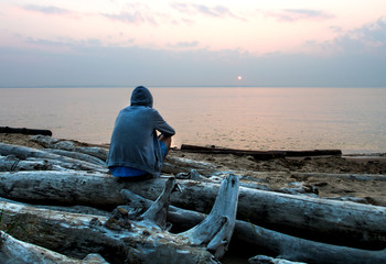 Lonely Man at Seaside