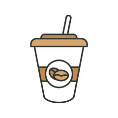 Iced coffee drink color icon