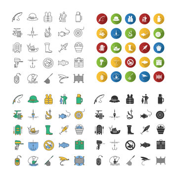 Fishing icons set