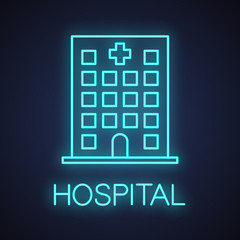 Hospital neon light icon