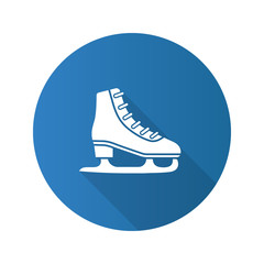 Ice skate flat design long shadow glyph icon