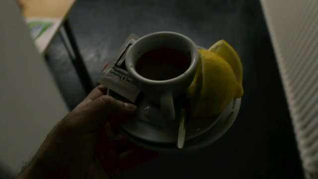 man brings espresso! Filmed 23,976 fps