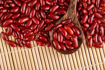 Red kidney beans in wooden