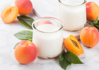 Fresh cream dessert with raw organic apricots
