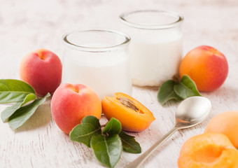 Fresh cream dessert with raw organic apricots