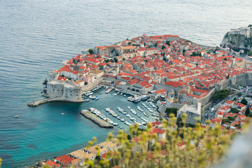 Dubrovnik, Croatia. View on the old town and Dalmatian Coast of Adriatic Sea.