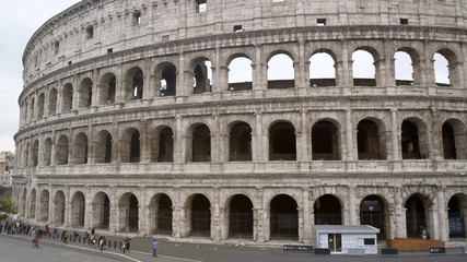 Naklejka premium Ancient Colosseum amphitheatre, sightseeing tour to Rome Italy, famous landmark