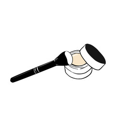 Vector Illustration Foundation cream with makeup brush. Make up cosmetic product for banner, poster. Liquid foundation background with cream tube. Vector illustration