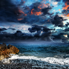 Dramatic cloudy sky over the sea.