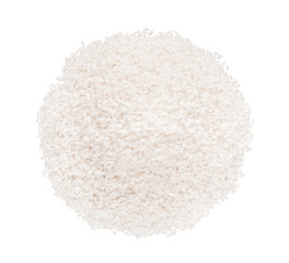 Pile of uncooked white rice isolated