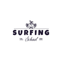 A set of surfing for printing. Wild wave logo, surf point sticker, elements of boards for school surfing.
