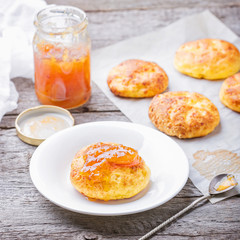 Cottage cheese pancakes baked in the oven. 