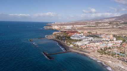 Naklejka na ściany i meble Aerial view of Tenerife island Canary Spain Atlantic ocean drone top view